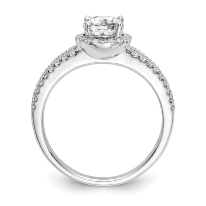 14K White Gold Round Simulated Diamond Halo Engagement Ring
