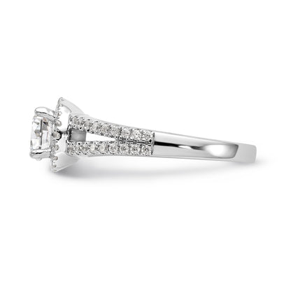 14K White Gold Round Simulated Diamond Halo Engagement Ring