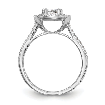 14K White Gold Round Simulated Diamond Halo Engagement Ring