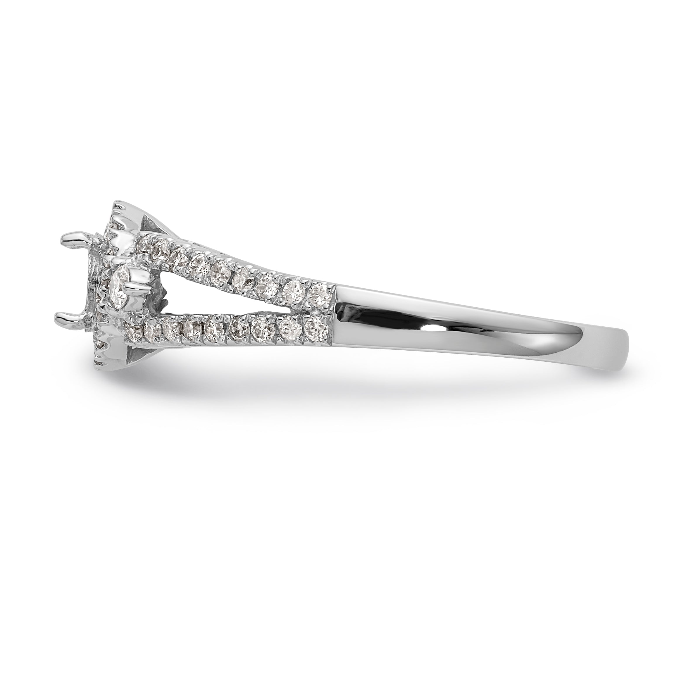 14K White Gold Round Simulated Diamond Halo Engagement Ring