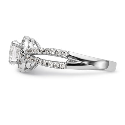 14K White Gold Round Simulated Diamond Halo Engagement Ring