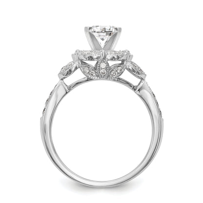 14KW Peg Set Simulated Diamond Round Halo Engagement Ring