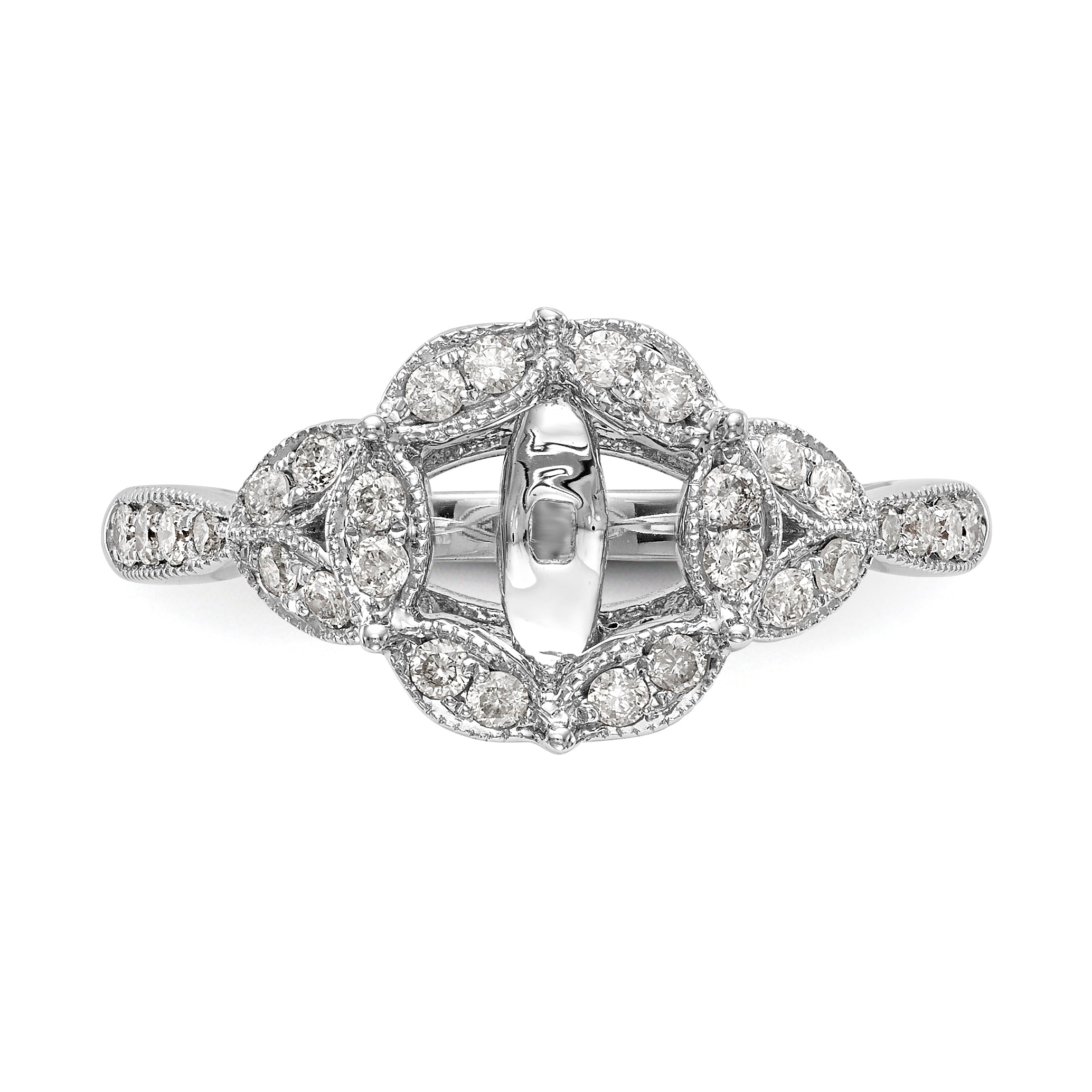 14KW Peg Set Simulated Diamond Round Halo Engagement Ring