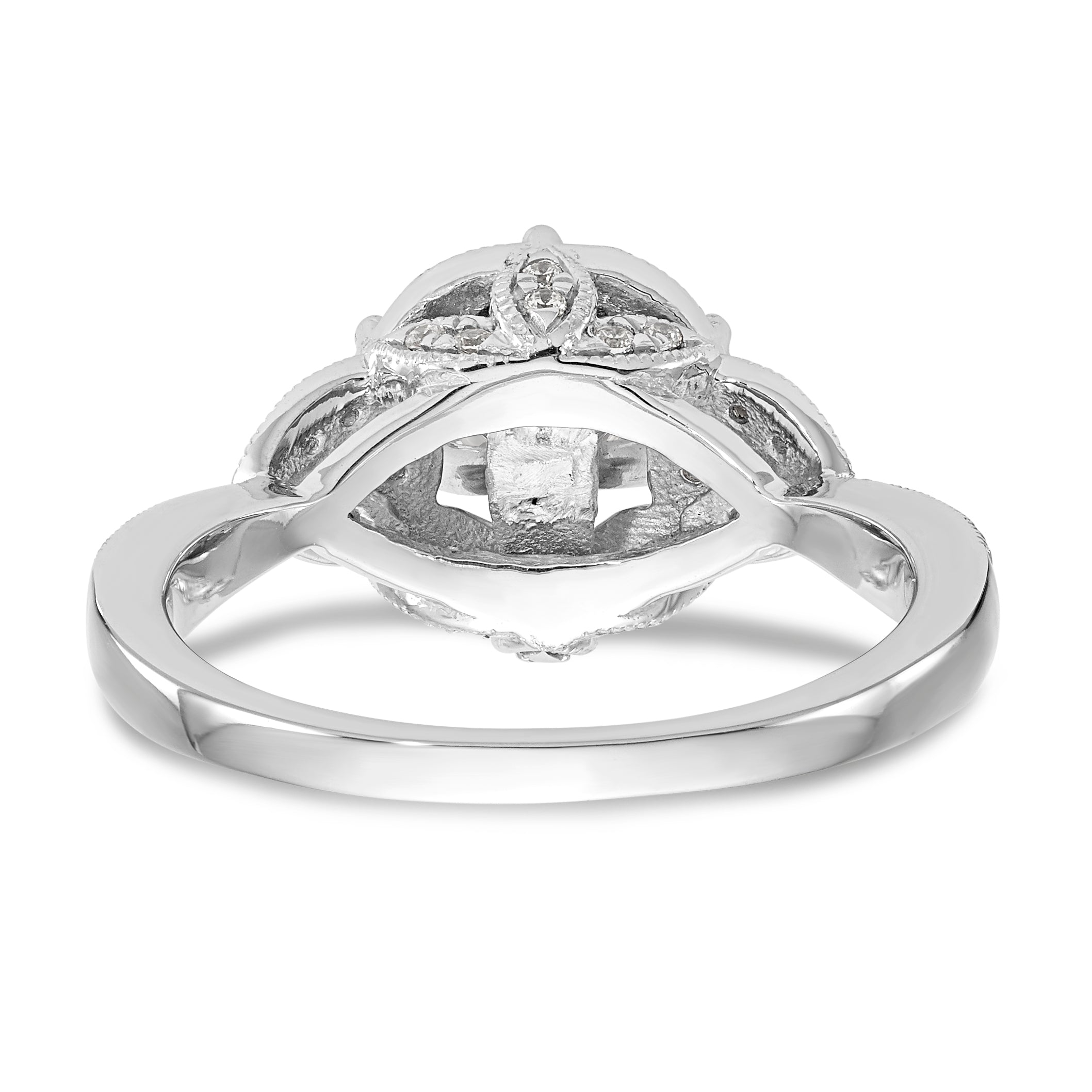 14KW Peg Set Simulated Diamond Round Halo Engagement Ring