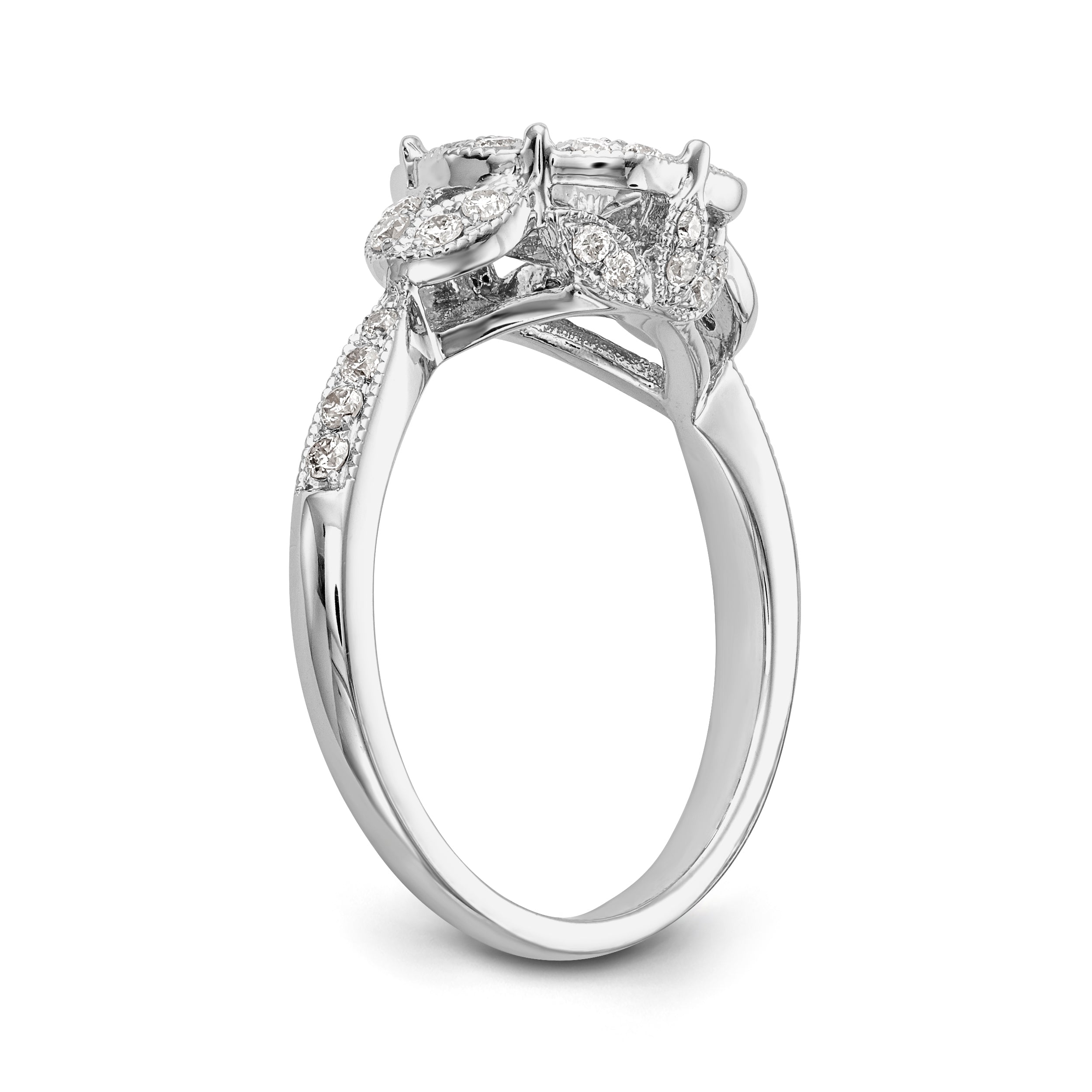 14KW Peg Set Simulated Diamond Round Halo Engagement Ring