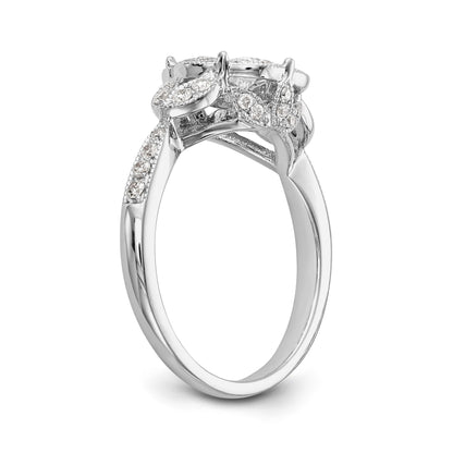 14KW Peg Set Simulated Diamond Round Halo Engagement Ring