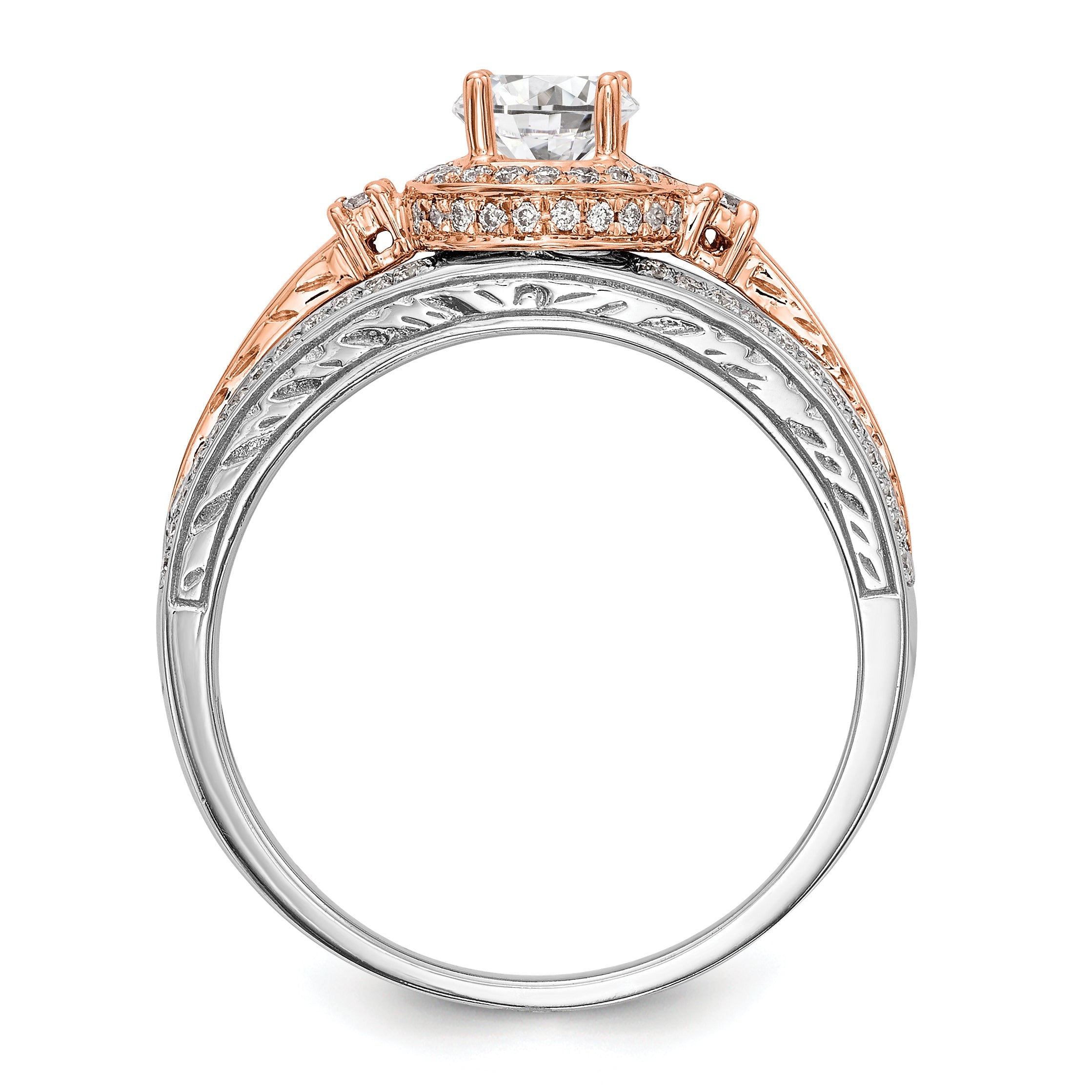 14KWR Simulated Diamond Round Halo Engagement Ring