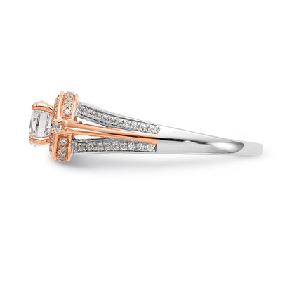 14KWR Simulated Diamond Round Halo Engagement Ring