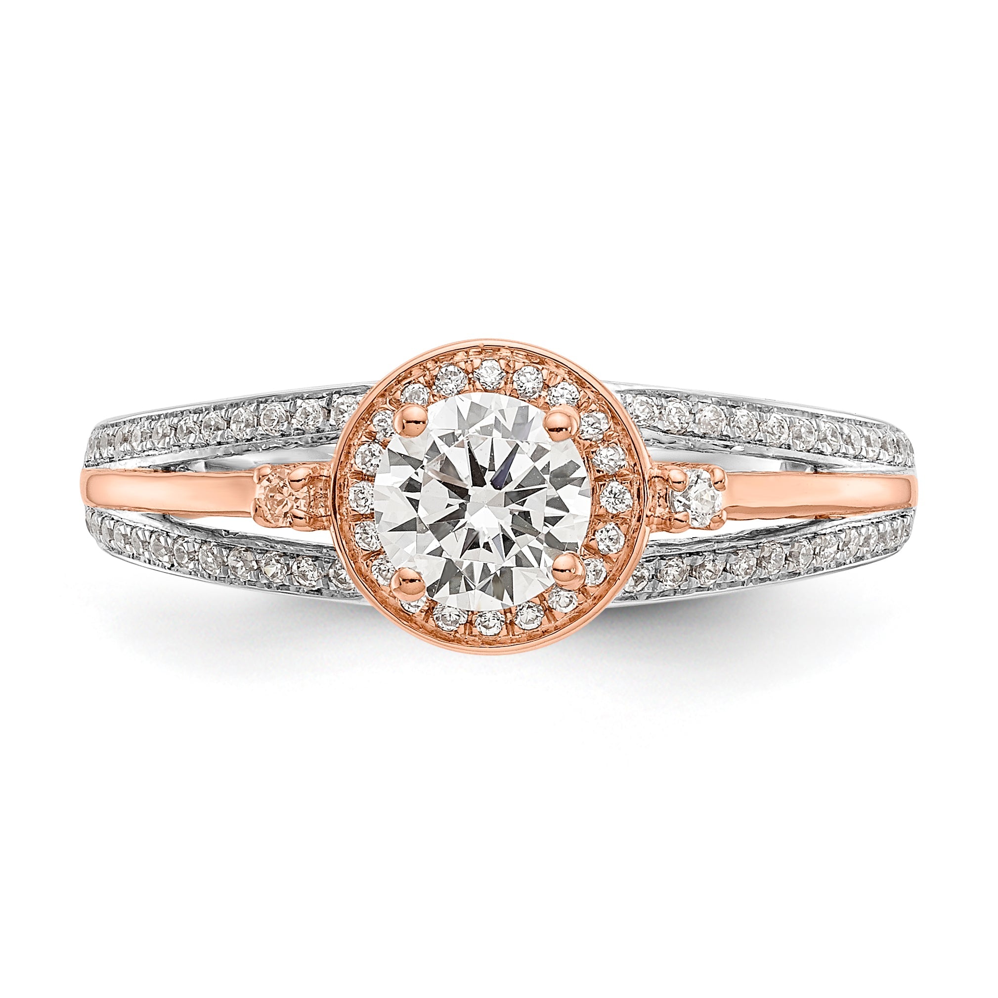 14KWR Simulated Diamond Round Halo Engagement Ring