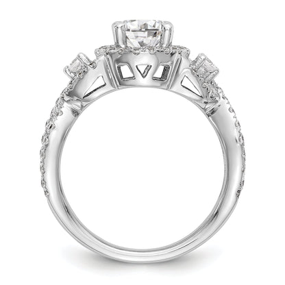 14K White Gold Round Simulated Diamond Halo Engagement Ring