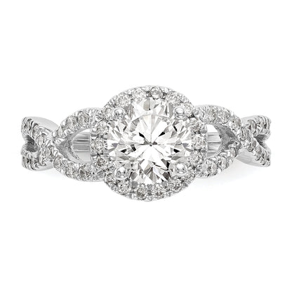 14K White Gold Round Simulated Diamond Halo Engagement Ring