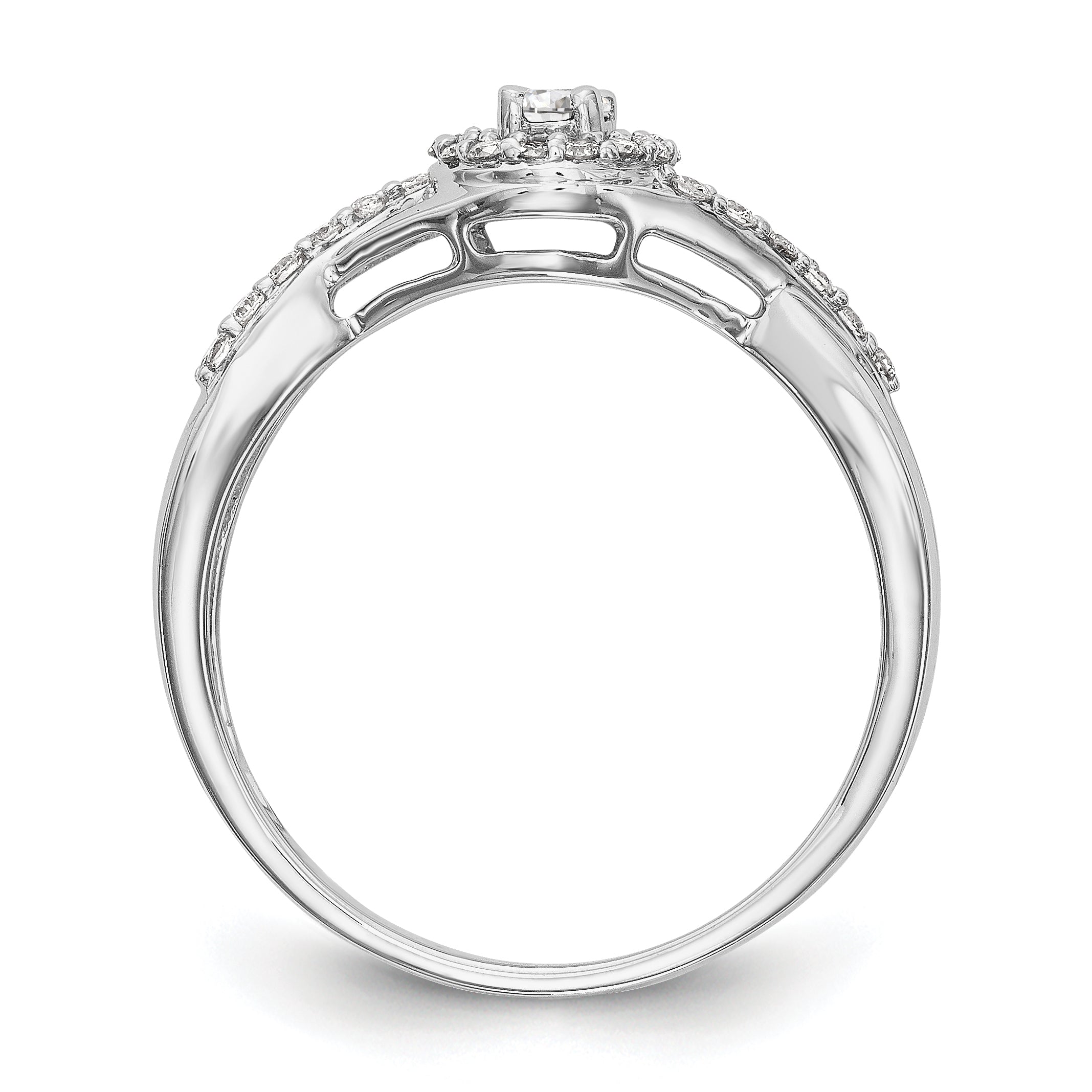 14K White Gold Round Simulated Diamond Halo Engagement Ring
