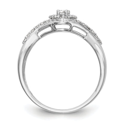 14K White Gold Round Simulated Diamond Halo Engagement Ring