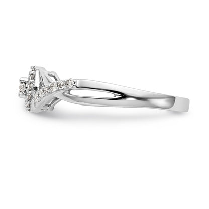 14K White Gold Round Simulated Diamond Halo Engagement Ring