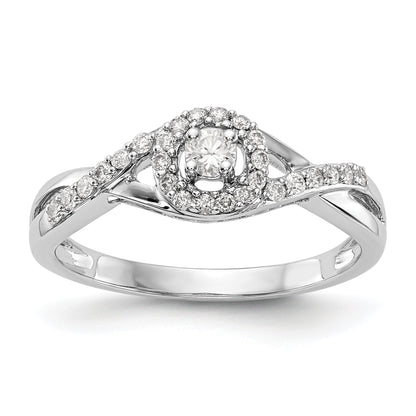 14K White Gold Round Simulated Diamond Halo Engagement Ring