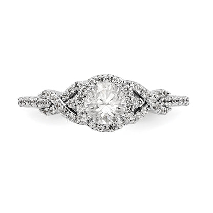14K White Gold Round Simulated Diamond Halo Engagement Ring