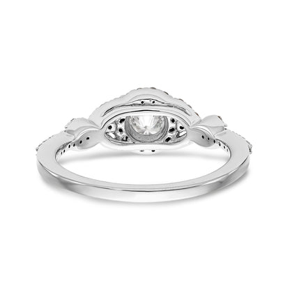 14K White Gold Round Simulated Diamond Halo Engagement Ring
