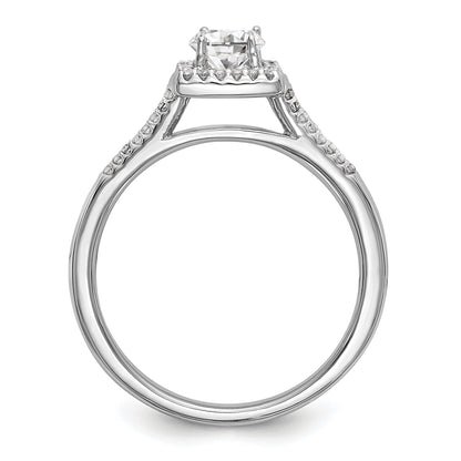 14KW Round Simulated Diamond Halo Engagement Ring
