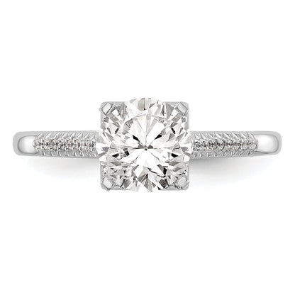 14KW Round Simulated Diamond Halo Engagement Ring