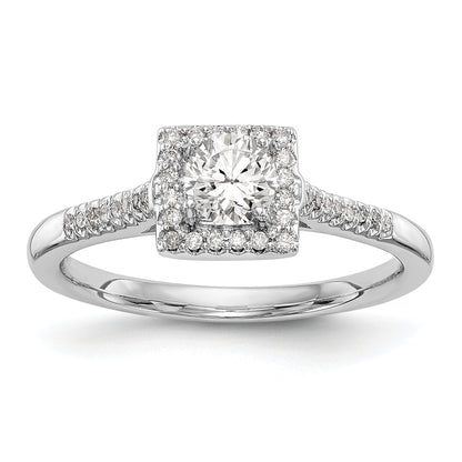 14KW Round Simulated Diamond Halo Engagement Ring