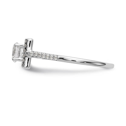 14KW Round Simulated Diamond Halo Engagement Ring