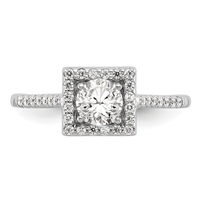14KW Round Simulated Diamond Halo Engagement Ring