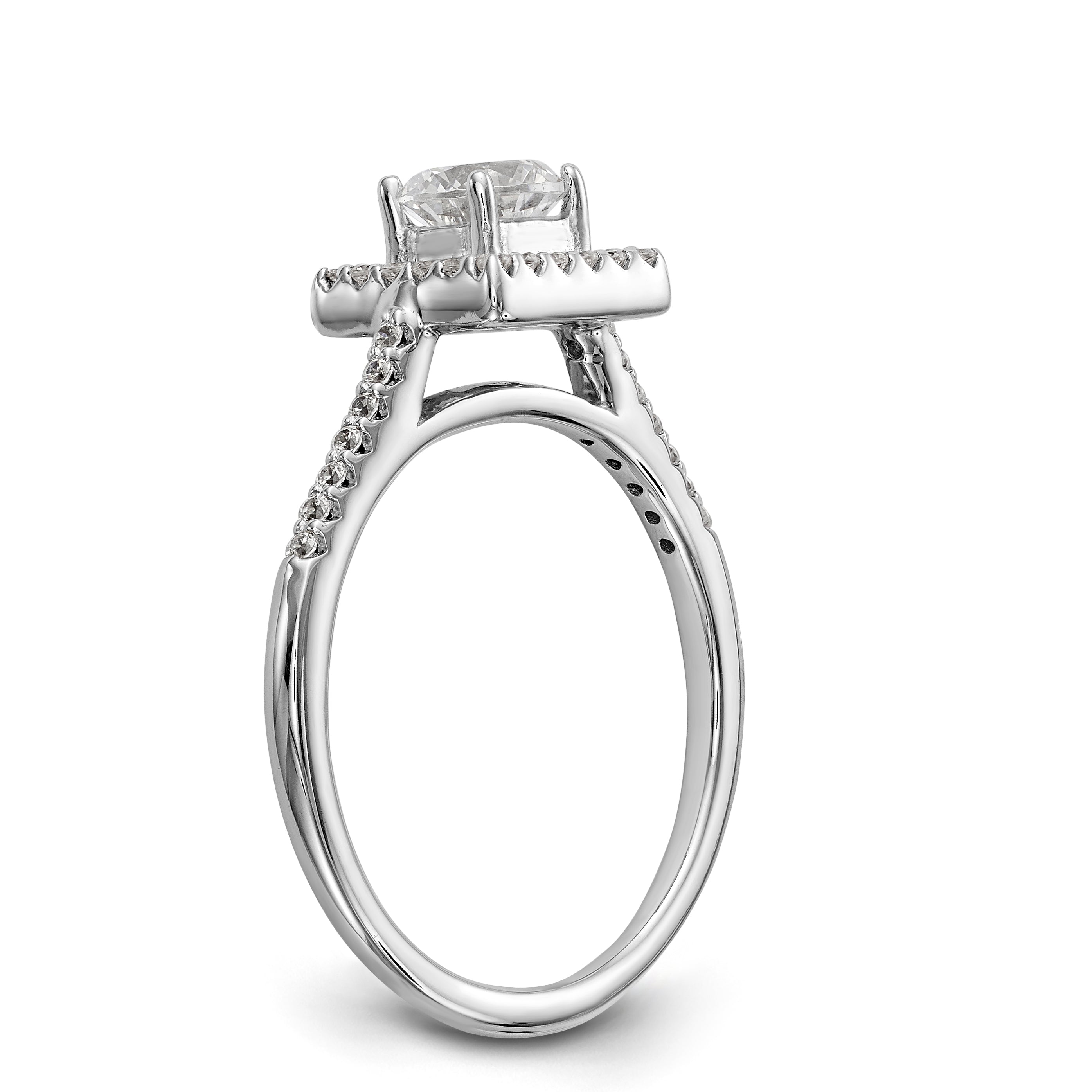14KW Round Simulated Diamond Halo Engagement Ring