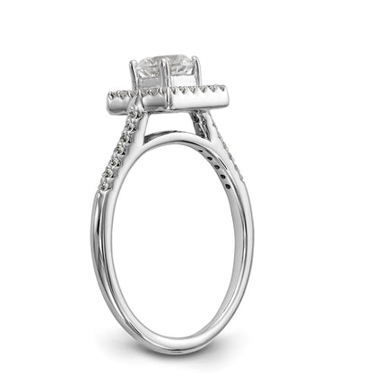 14KW Round Simulated Diamond Halo Engagement Ring