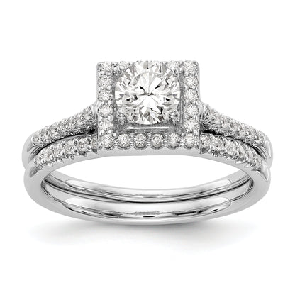 14KW Round Simulated Diamond Halo Engagement Ring