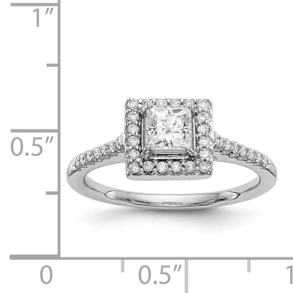 14KW Round Simulated Diamond Halo Engagement Ring