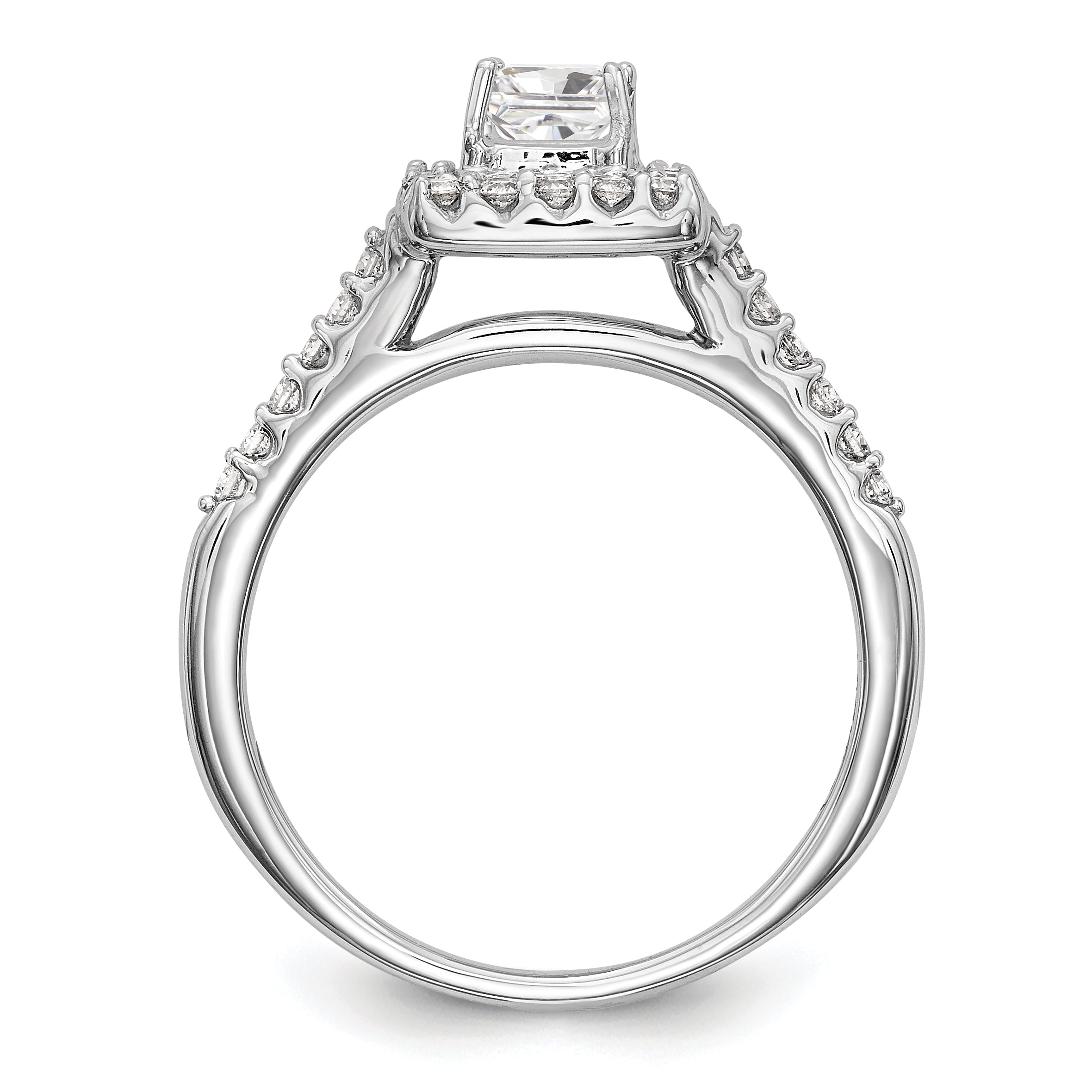 14KW Round Simulated Diamond Halo Engagement Ring