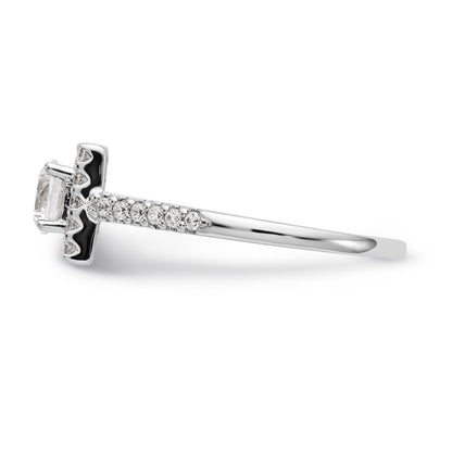 14KW Round Simulated Diamond Halo Engagement Ring