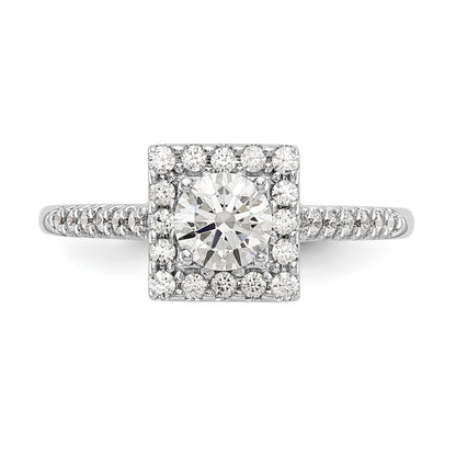 14KW Round Simulated Diamond Halo Engagement Ring
