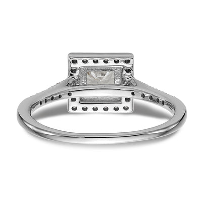 14KW Round Simulated Diamond Halo Engagement Ring