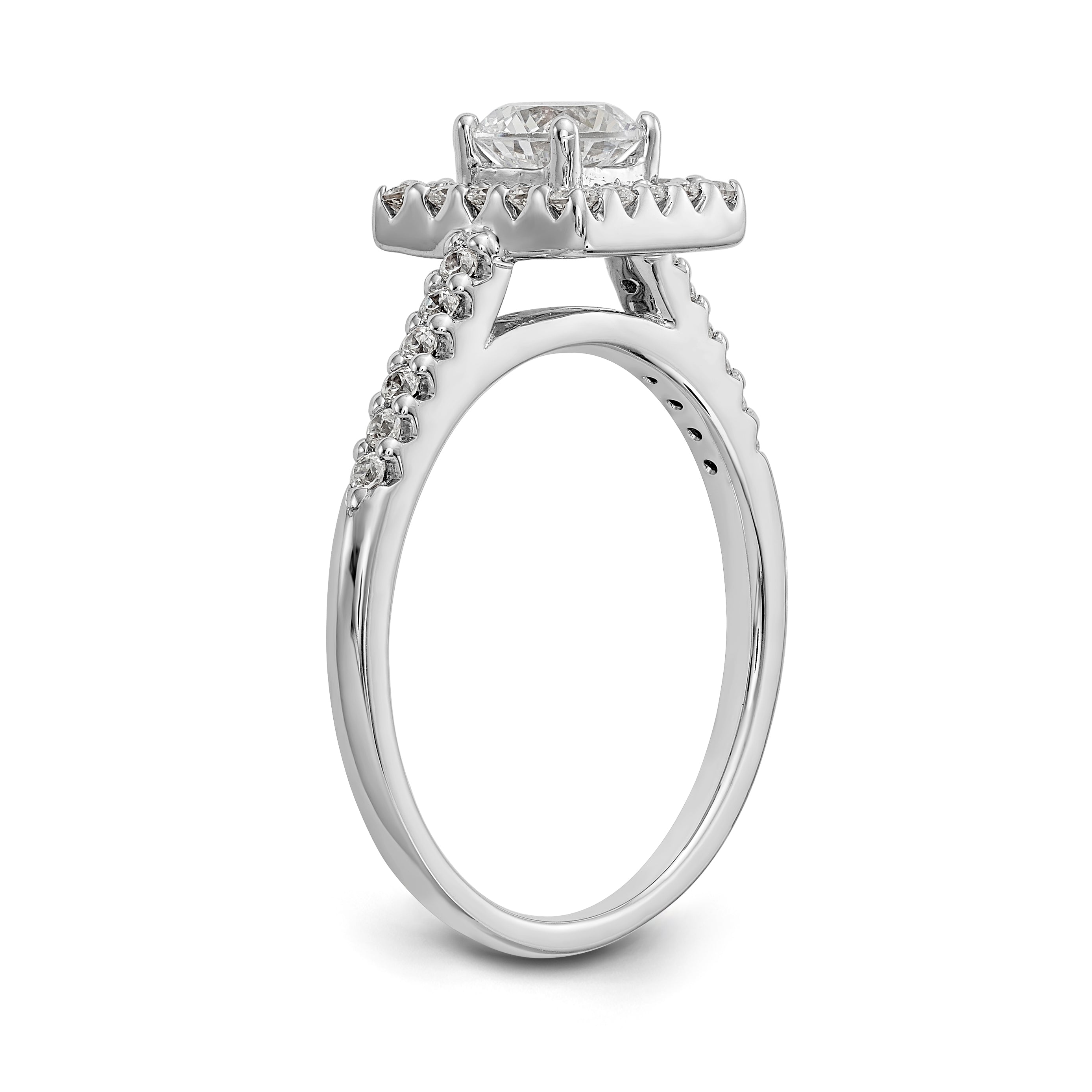 14KW Round Simulated Diamond Halo Engagement Ring