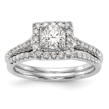 14KW Round Simulated Diamond Halo Engagement Ring
