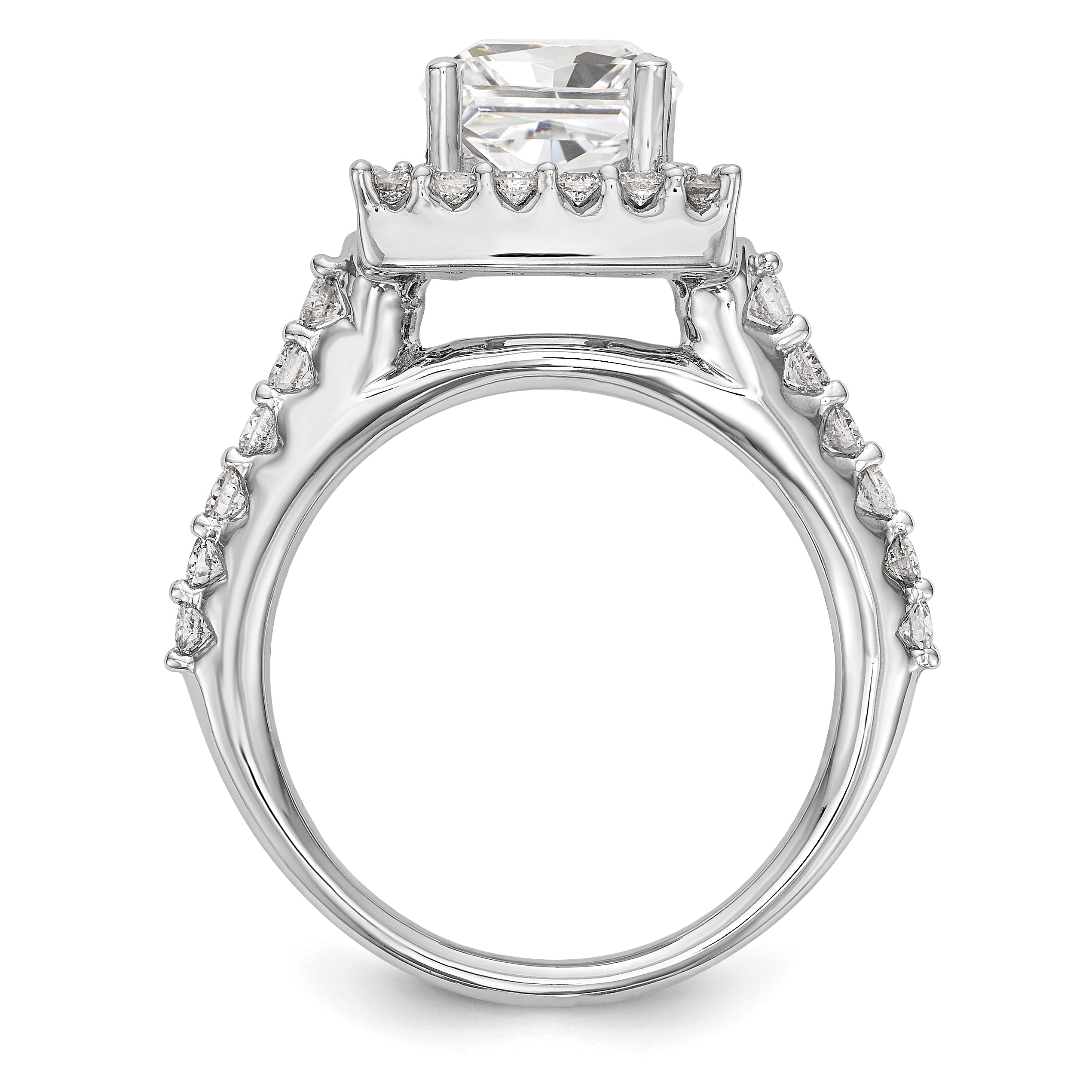 14KW Round Simulated Diamond Halo Engagement Ring