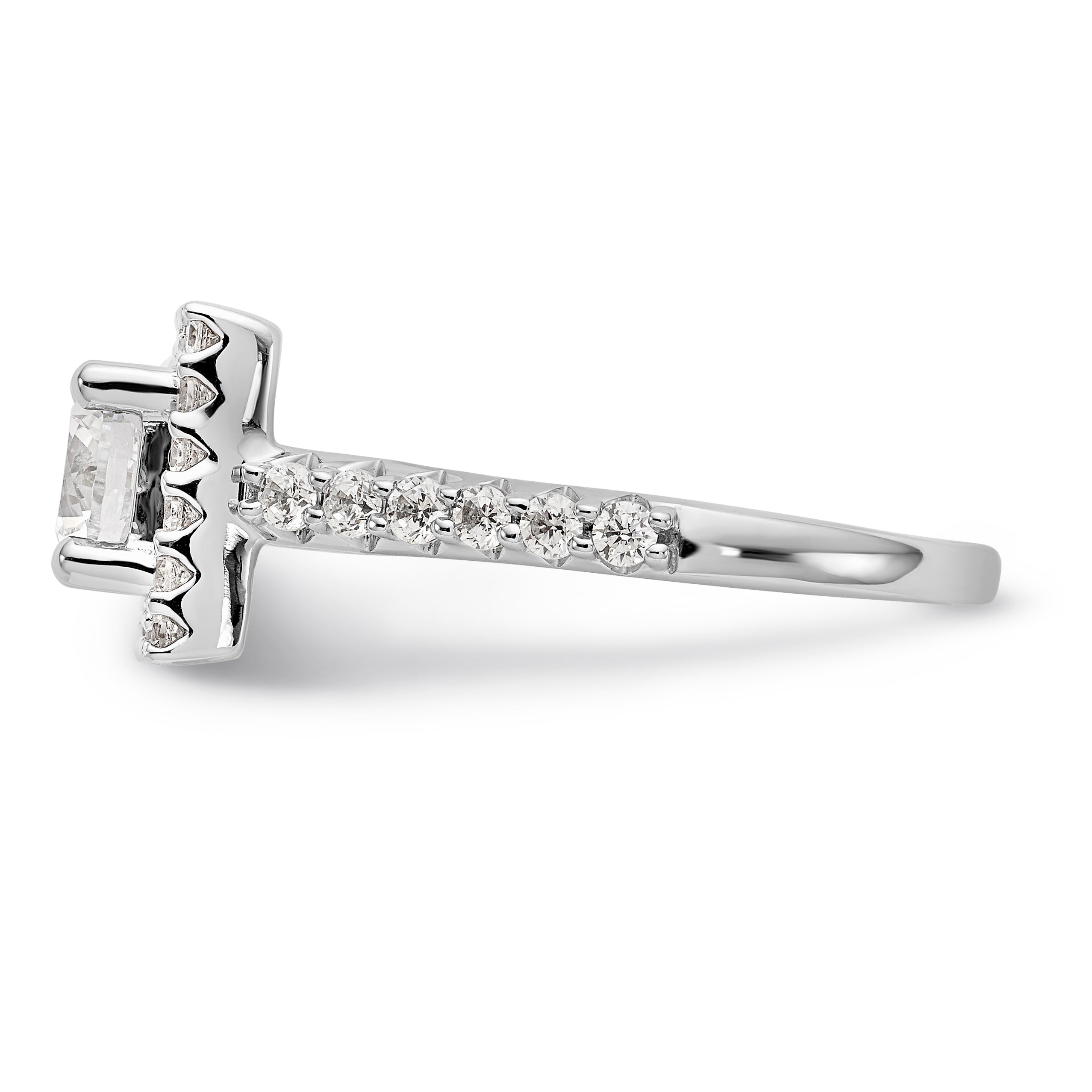 14KW Round Simulated Diamond Halo Engagement Ring
