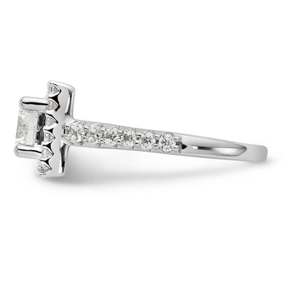 14KW Round Simulated Diamond Halo Engagement Ring