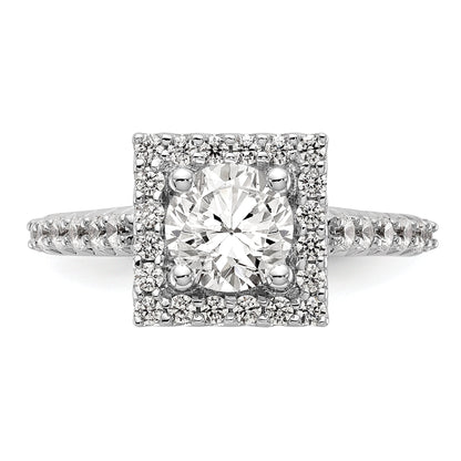 14KW Round Simulated Diamond Halo Engagement Ring
