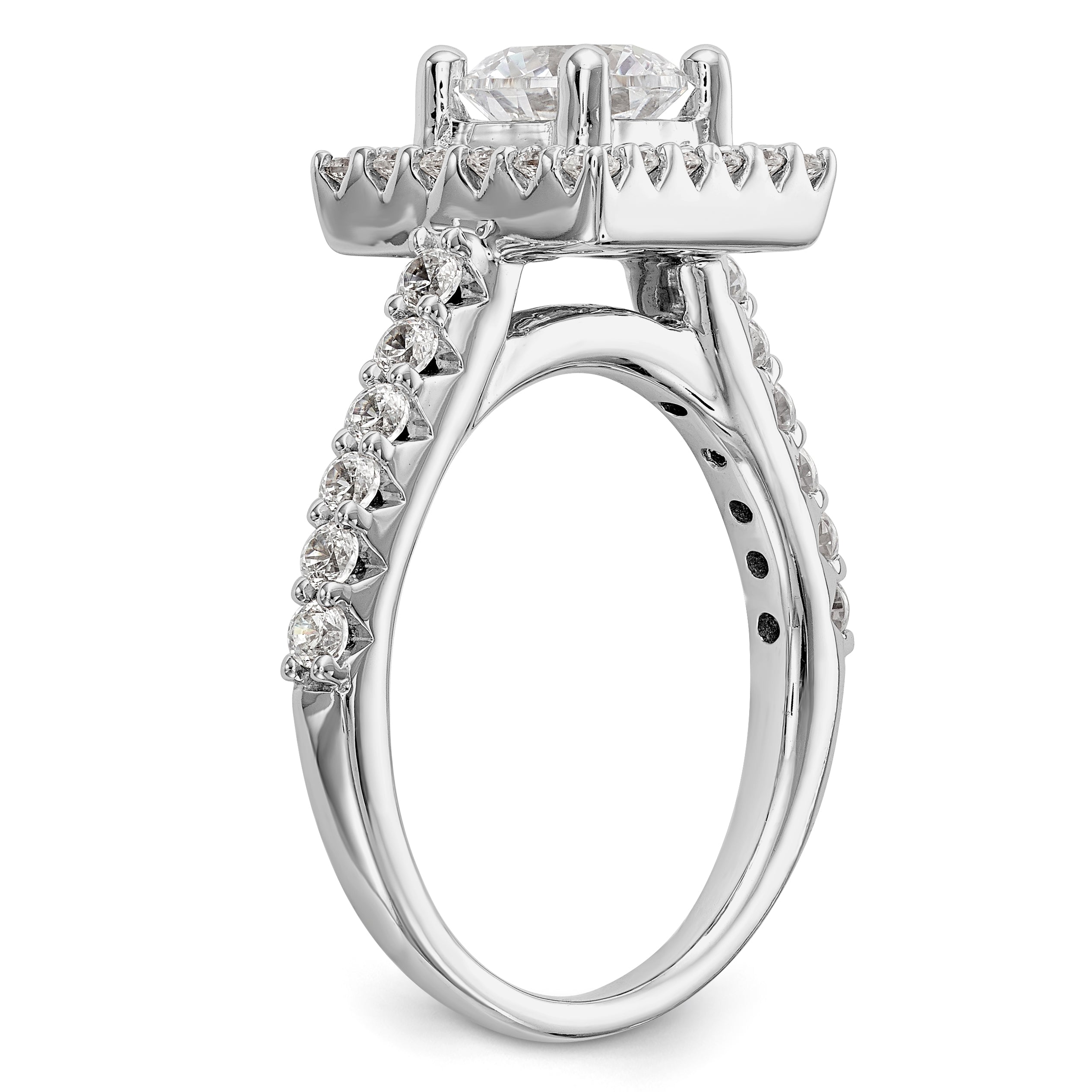 14KW Round Simulated Diamond Halo Engagement Ring