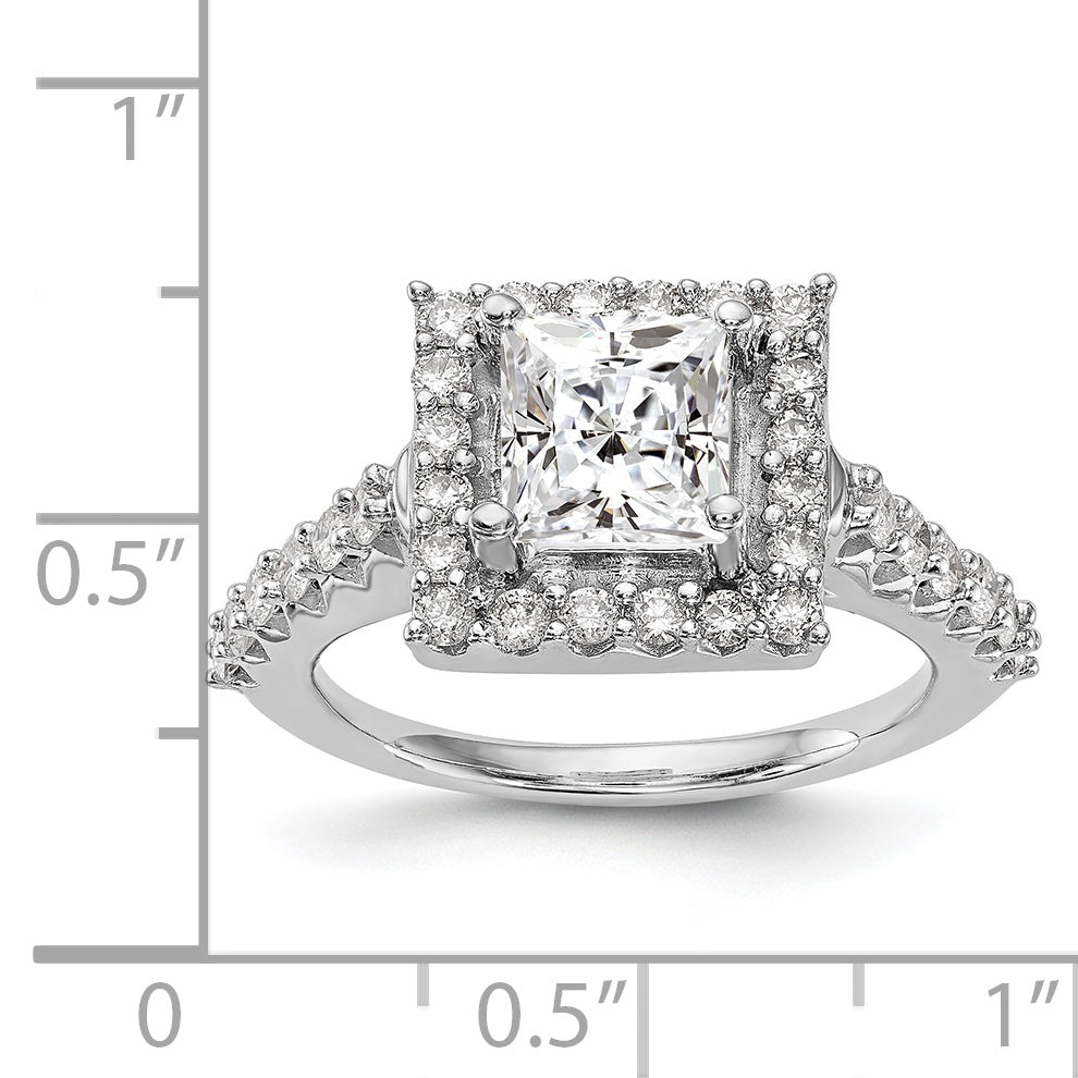14KW Round Simulated Diamond Halo Engagement Ring
