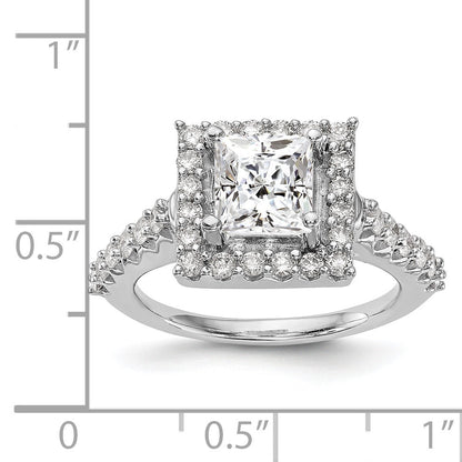 14KW Round Simulated Diamond Halo Engagement Ring