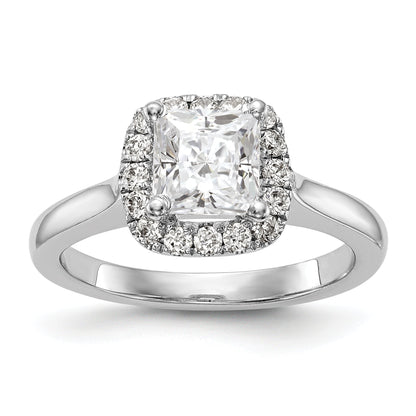 14K White Gold Princess Simulated Diamond Cushion Halo Engagement Ring