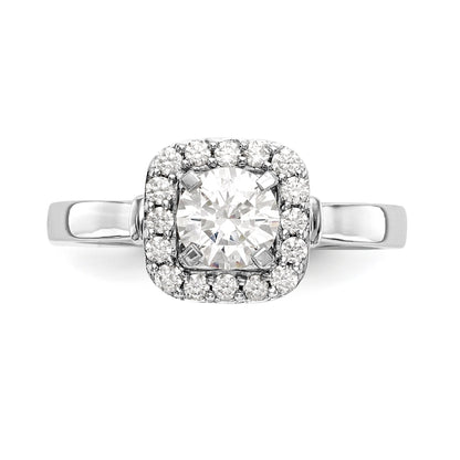 14kw Peg Set Simulated Diamond Cushion Halo Engagement Ring