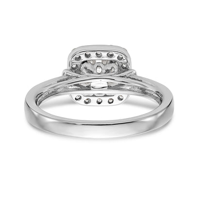 14kw Peg Set Simulated Diamond Cushion Halo Engagement Ring