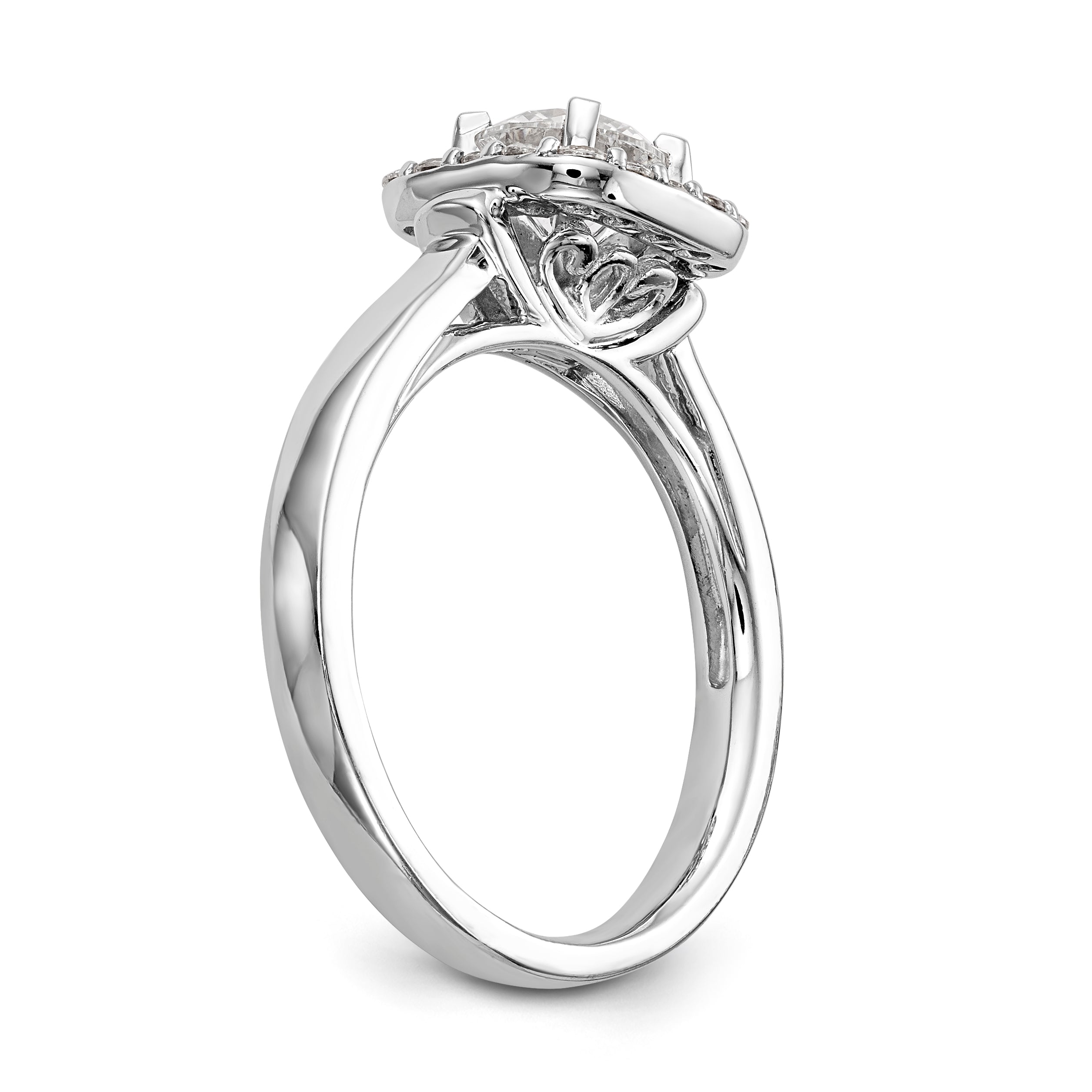14kw Peg Set Simulated Diamond Cushion Halo Engagement Ring