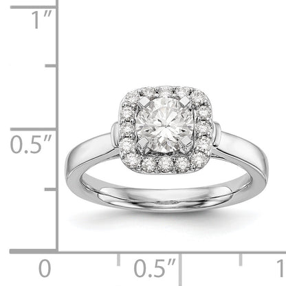 14kw Peg Set Simulated Diamond Cushion Halo Engagement Ring