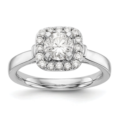 14kw Peg Set Simulated Diamond Cushion Halo Engagement Ring
