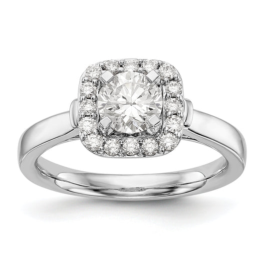 14kw Peg Set Simulated Diamond Cushion Halo Engagement Ring